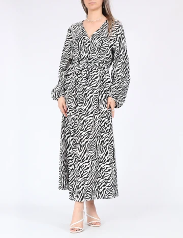 Rochie lunga Only, alb/negru