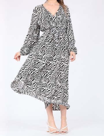Rochie lunga Only, alb/negru