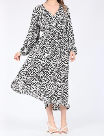 Rochie lunga Only, alb/negru
