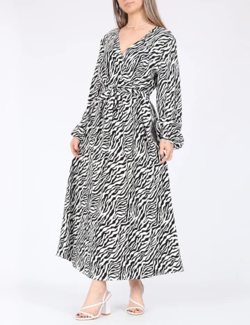 Rochie lunga Only, alb/negru