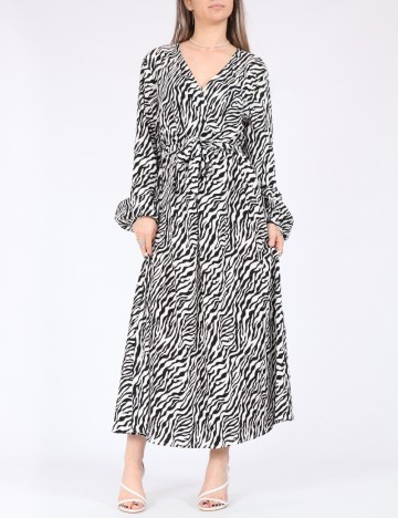 Rochie lunga Only, alb/negru