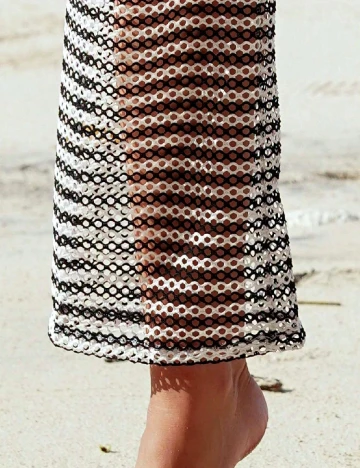 Pantaloni de plaja SHEIN, alb/negru