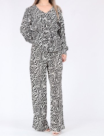 Pantaloni Only, alb/negru