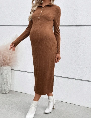 Rochie medie SHEIN Maternity, maro Maro
