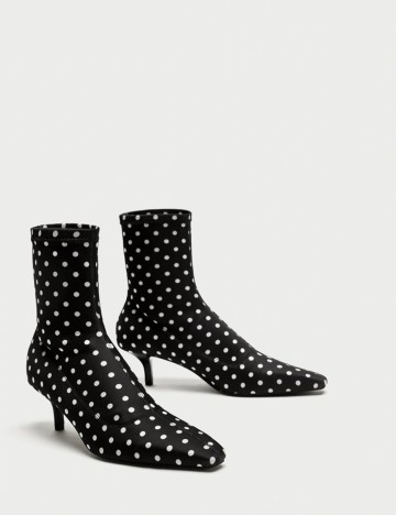 Botine Zara, negru/buline, 39