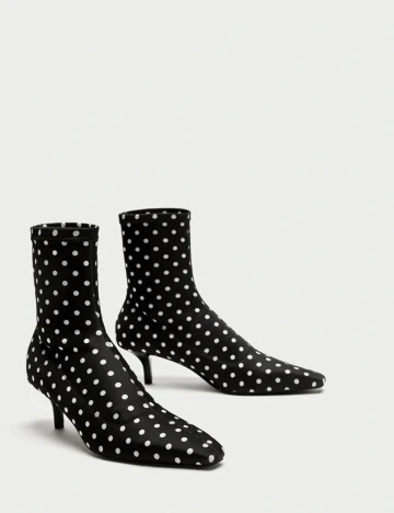Botine Zara, negru/buline, 39 Negru