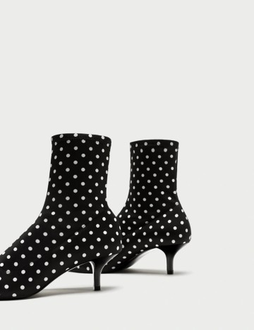Botine Zara, negru/buline, 39