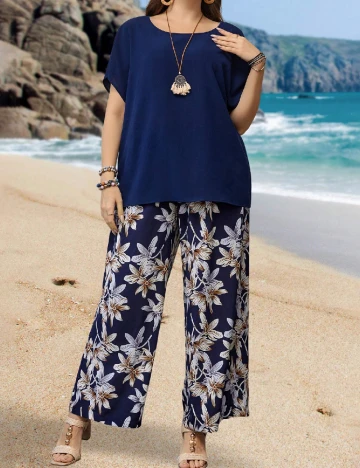 Compleu SHEIN CURVE, albastru Albastru