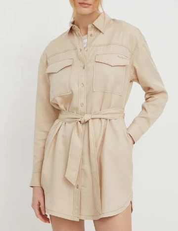 Rochie scurta Pepe Jeans, crem Crem