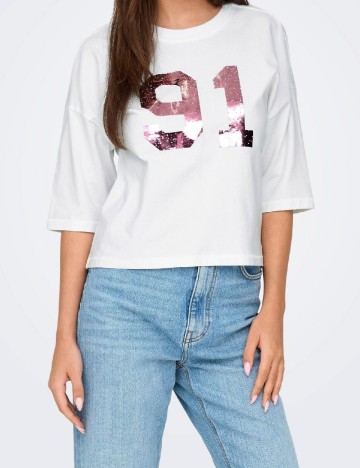 
						Tricou Only, alb