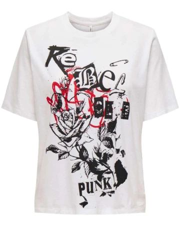 Tricou Only, alb Alb