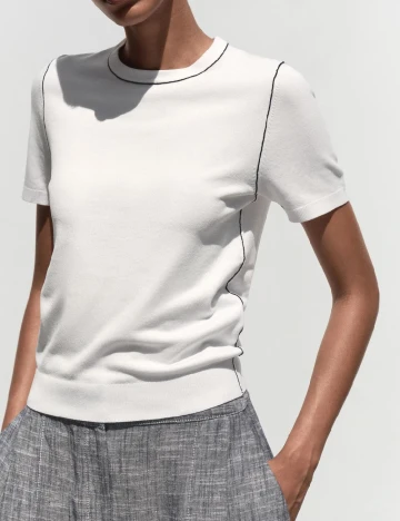 Tricou Zara, alb Alb