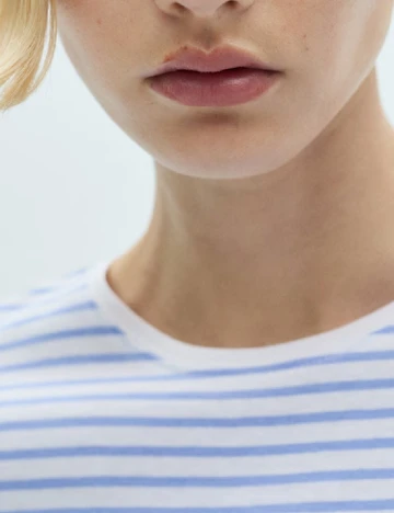 Tricou Mango, alb/albastru