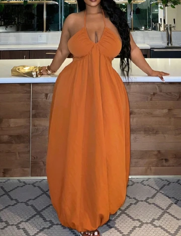 Rochie lunga SHEIN CURVE, maro Maro