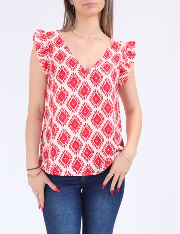 
						Bluza Only, rosu/crem