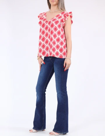 Bluza Only, rosu/crem