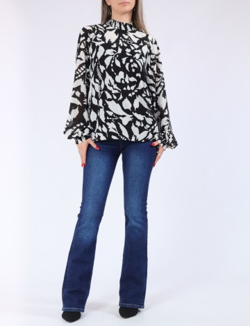 
						Bluza Only, alb/negru