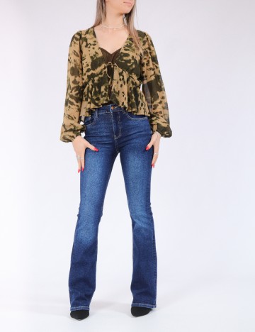 
						Bluza Only, maro/verde
