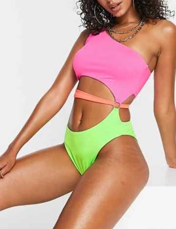 Costum de baie ASOS, roz/verde Roz
