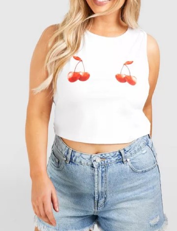 
						Top Boohoo Plus Size, alb