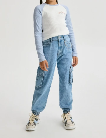 Bluza Reserved, alb/albastru