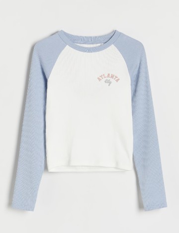 Bluza Reserved, alb/albastru