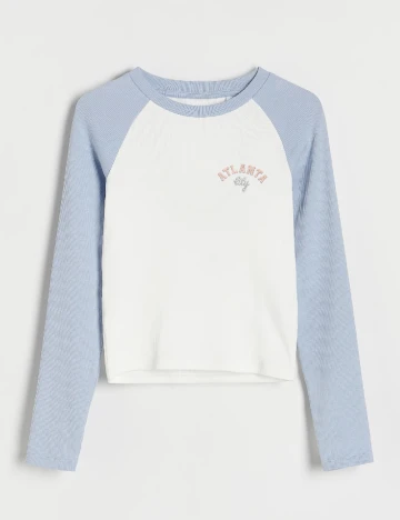Bluza Reserved, alb/albastru