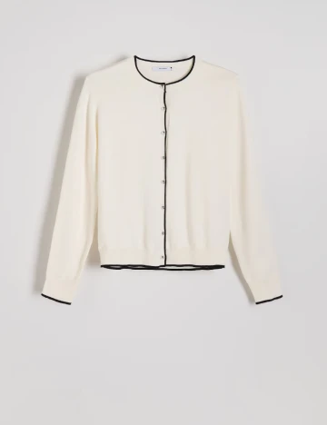 Cardigan Reserved, ecru Alb