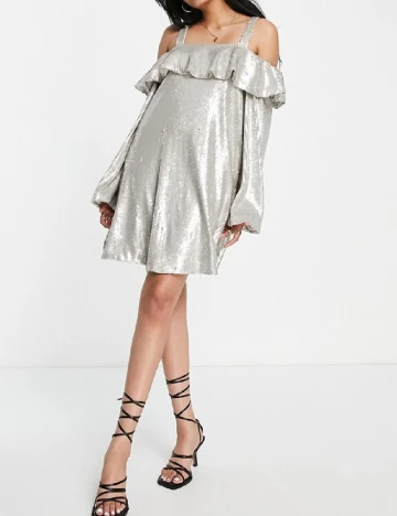 Rochie scurta Top Shop, argintiu Gri