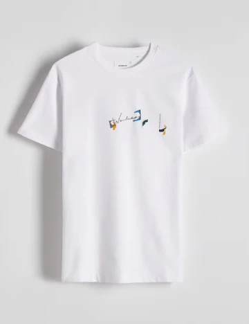 Tricou Reserved, alb Alb