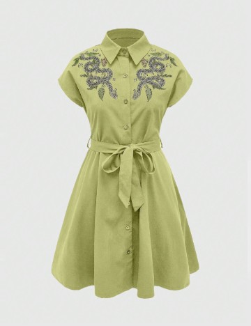 
						Rochie scurta Romwe, verde