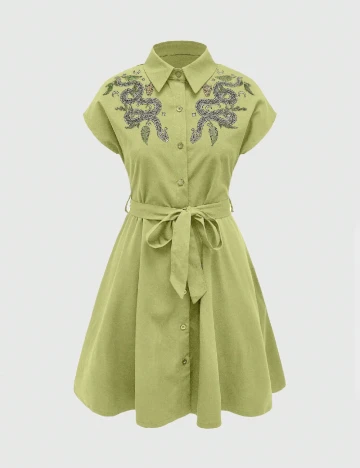 Rochie scurta Romwe, verde