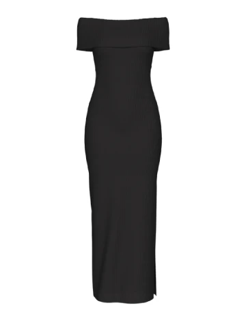 Rochie lunga Pieces, negru Negru