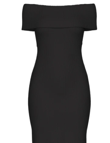 Rochie lunga Pieces, negru Negru