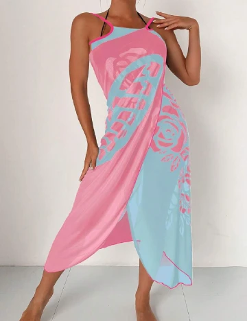 Rochie de plaja SHEIN, roz/albastru