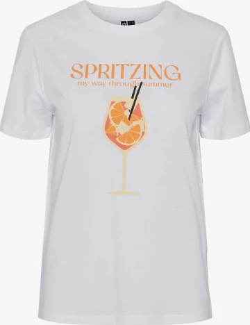 Tricou Pieces, alb Alb