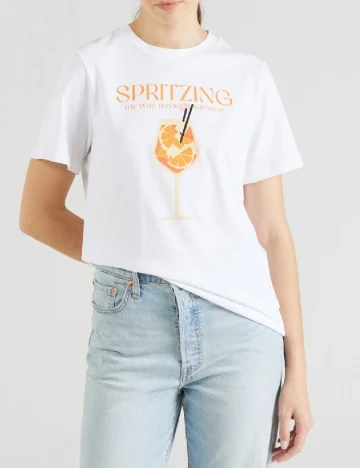 Tricou Pieces, alb Alb