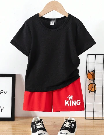 Compleu Shein Kids, negru/rosu Negru