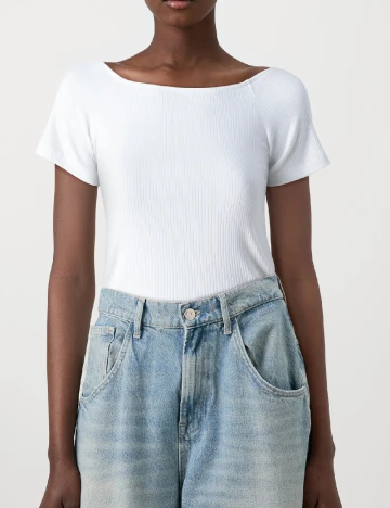 Tricou Pieces, alb