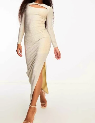 Rochie lunga Collective The Label, crem Crem