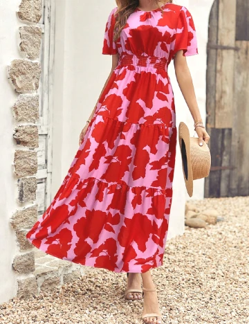 Rochie lunga SHEIN, rosu/roz