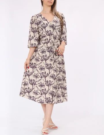 Rochie medie Vero Moda, crem/mov