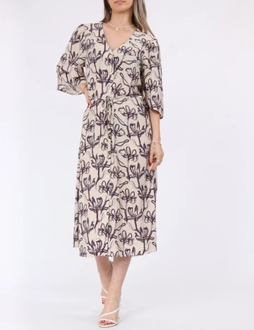 Rochie medie Vero Moda, crem/mov