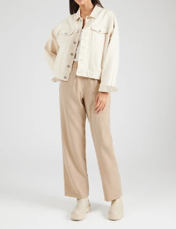 Pantaloni Pieces, crem Crem