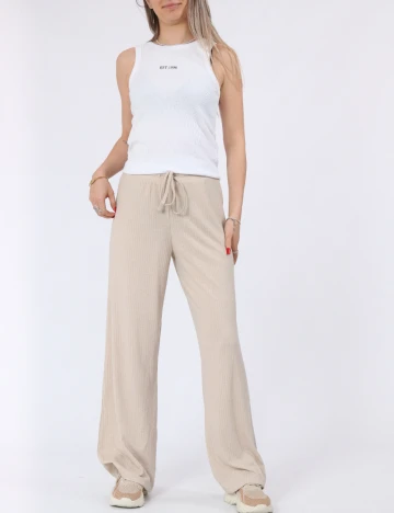 Pantaloni Pieces, crem