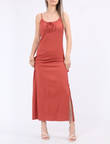 
						Rochie lunga Pieces, caramiziu
