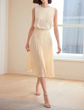 Rochie medie MOTF, crem Crem