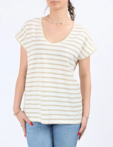 Tricou Pieces, crem