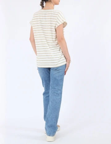 Tricou Pieces, crem