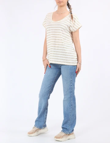 Tricou Pieces, crem